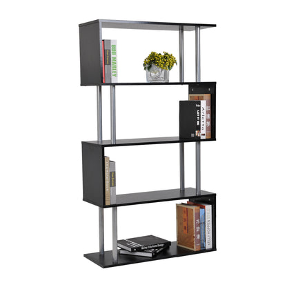 4-Tier Geometric Bookcase, Black