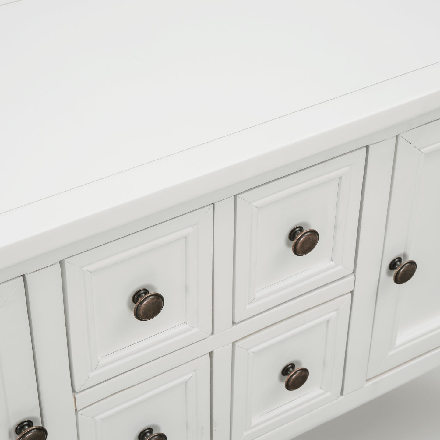 TREXM  Cambridge Series Buffet Sideboard Console Table with Bottom Shelf (White)