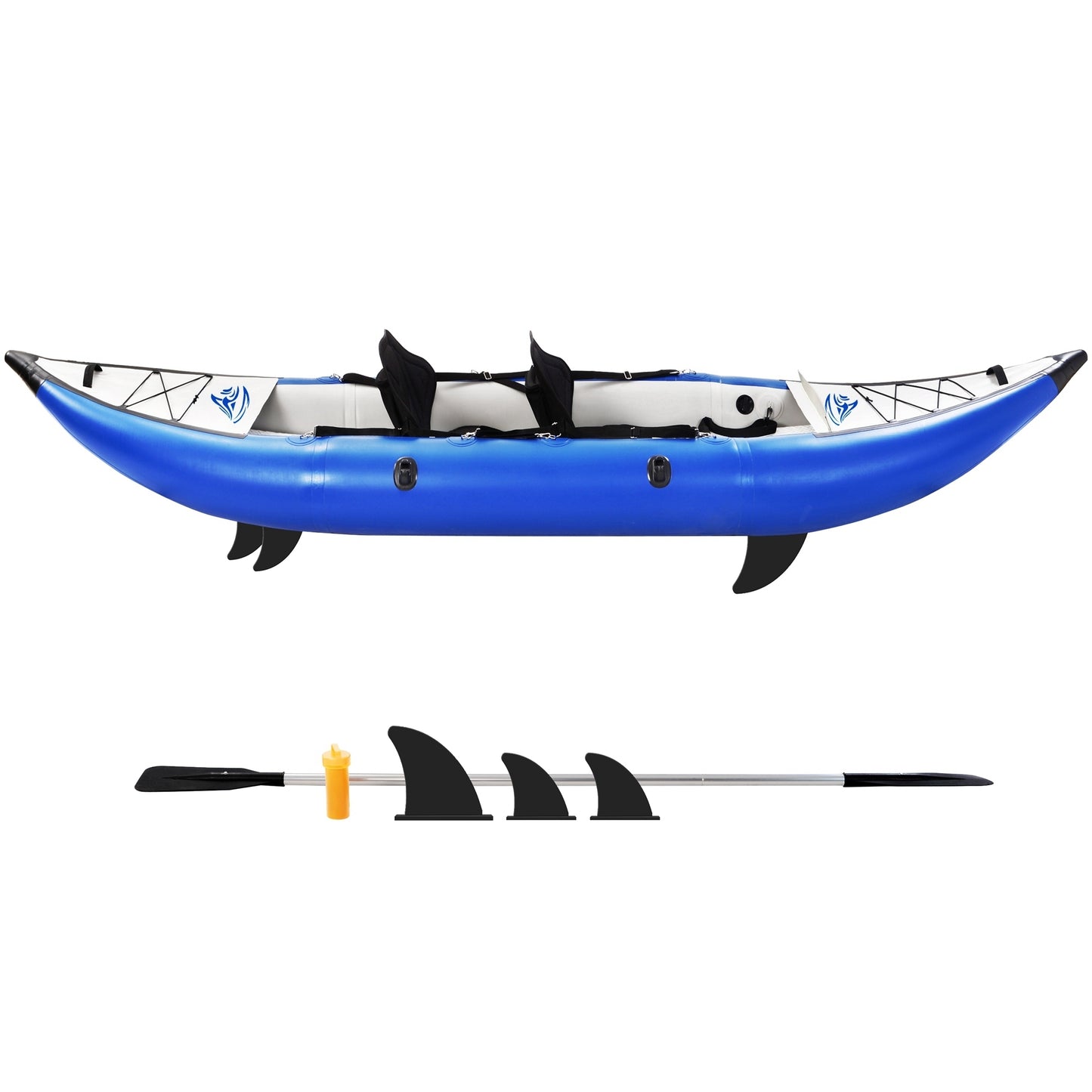 Inflatable Kayak Set with Paddle & Air Pump, Portable Recreational Touring Kayak Foldable Fishing Touring Kayaks, Tandem 2 Person Kayak