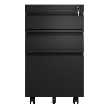 Metal mobile 3 Drawer File Cabinet with Lockable, Pedestal Cabinet Assembled for Legal or Letter Files,Used for Office and Home