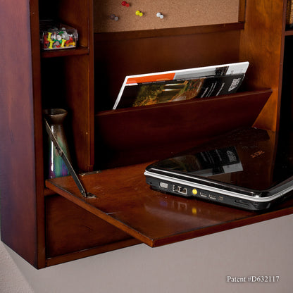 Benwick Wall Mount Laptop Desk - Brown Mahogany