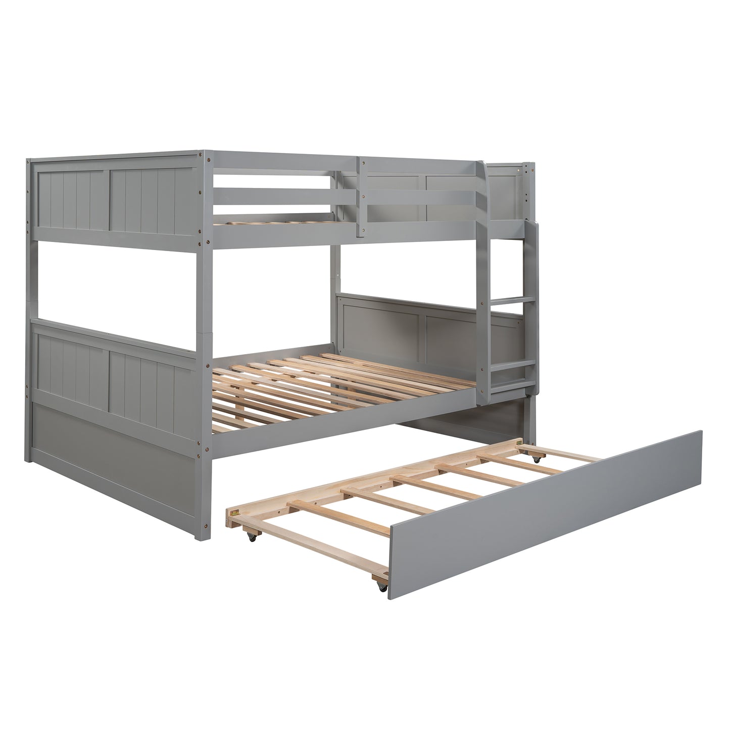 Full Over Full Bunk Bed with Twin Size Trundle, Gray ( old sku: LP000150AAE )