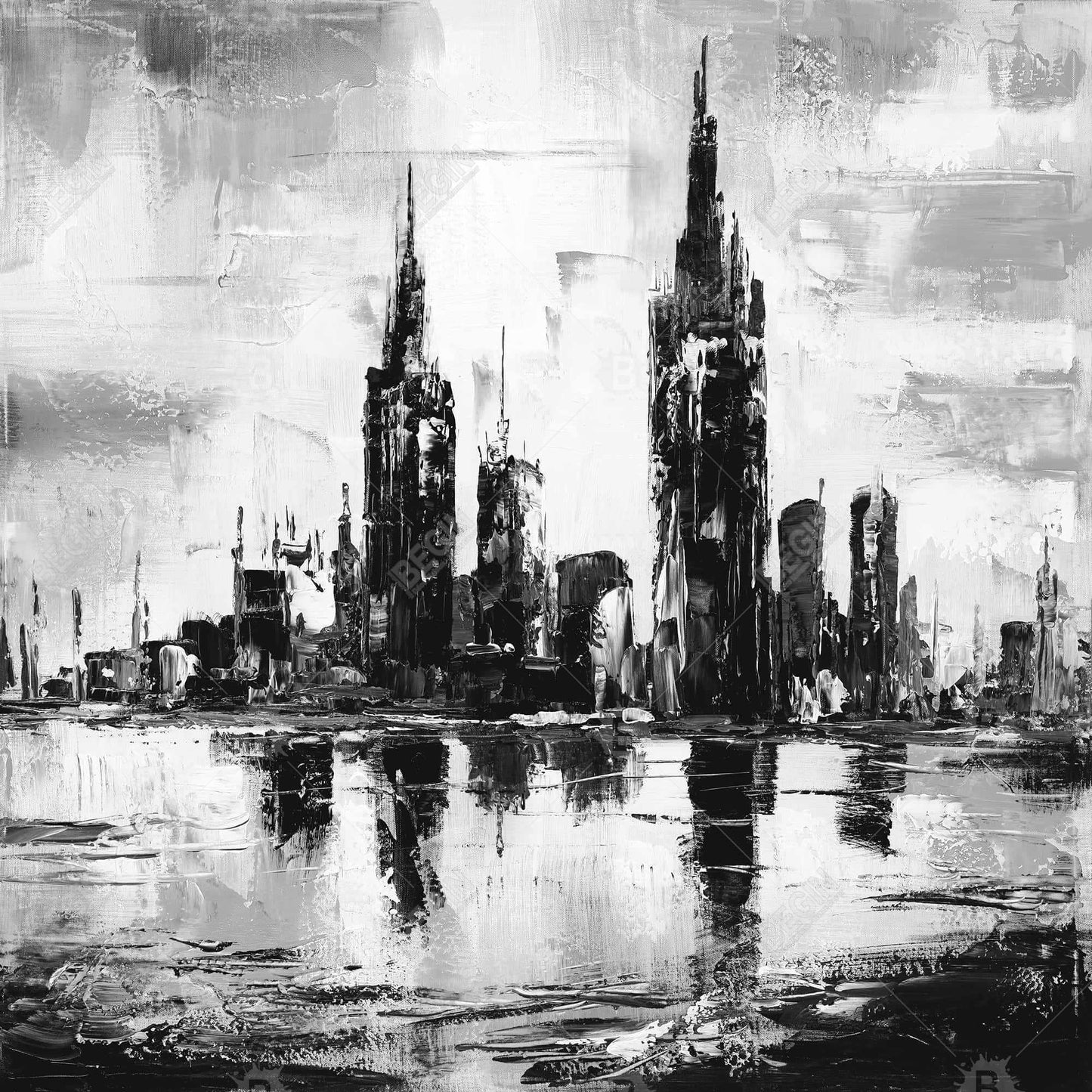 Mono urban cityscape - 08x08 Print on canvas