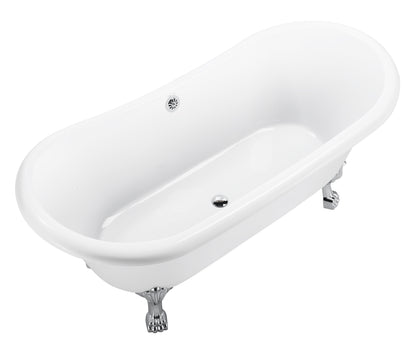 67" 100% Acrylic Freestanding Bathtub，Contemporary Soaking Tub，white bathtub