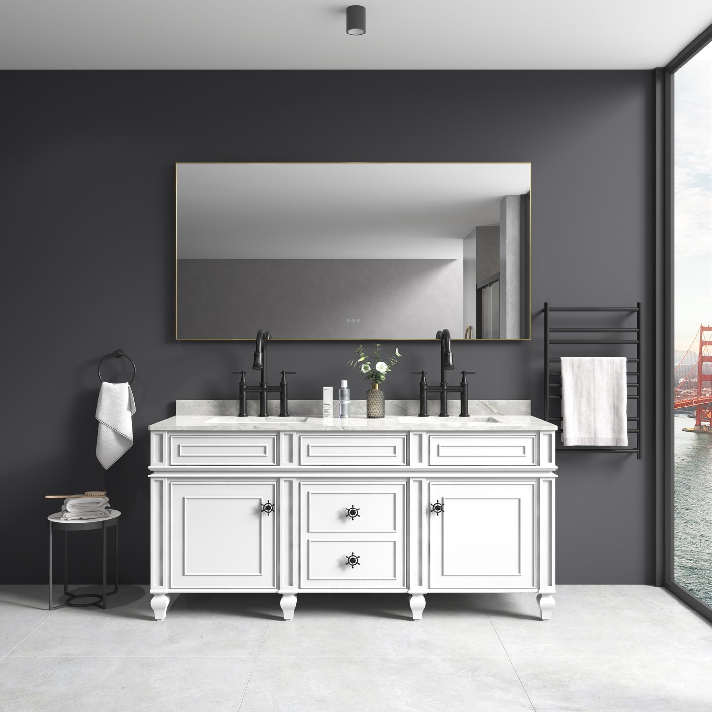 60x 36Inch LED Mirror Bathroom Vanity Mirror with Back Light, Wall Mount Anti-Fog Memory Large Adjustable Vanity Mirror