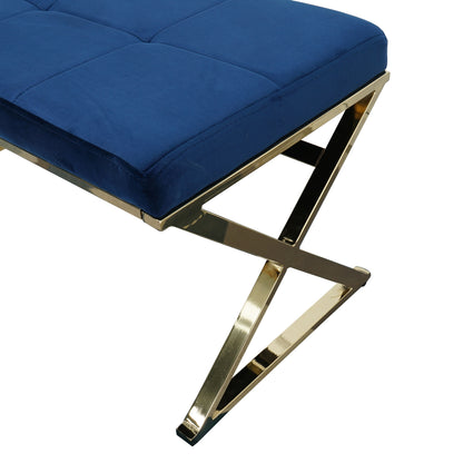 blue velvet fabric Morden bench