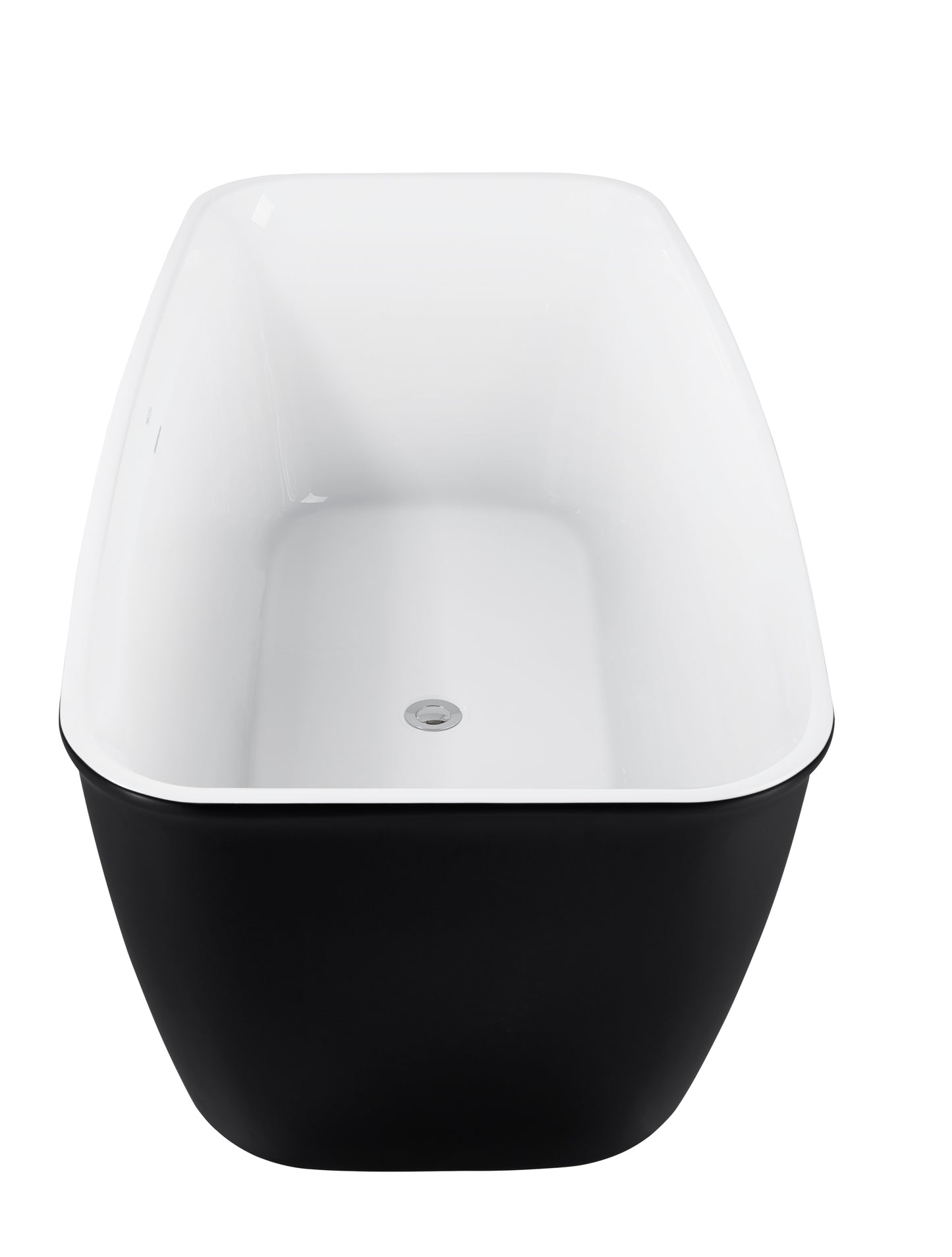 59" 100% Acrylic Freestanding Bathtub，Contemporary Soaking Tub，white inside black outside