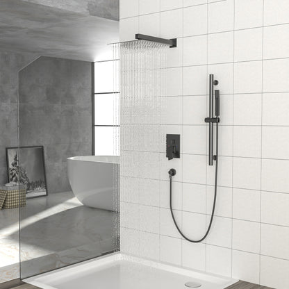 10" Rain Shower Head Systems ,with 26.18 inch Adjustable Angle Slide Bar,Matte Black,Wall Mounted shower