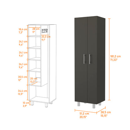 Halifax 2-Door Rectangle Closet Pantry Black Wengue and White