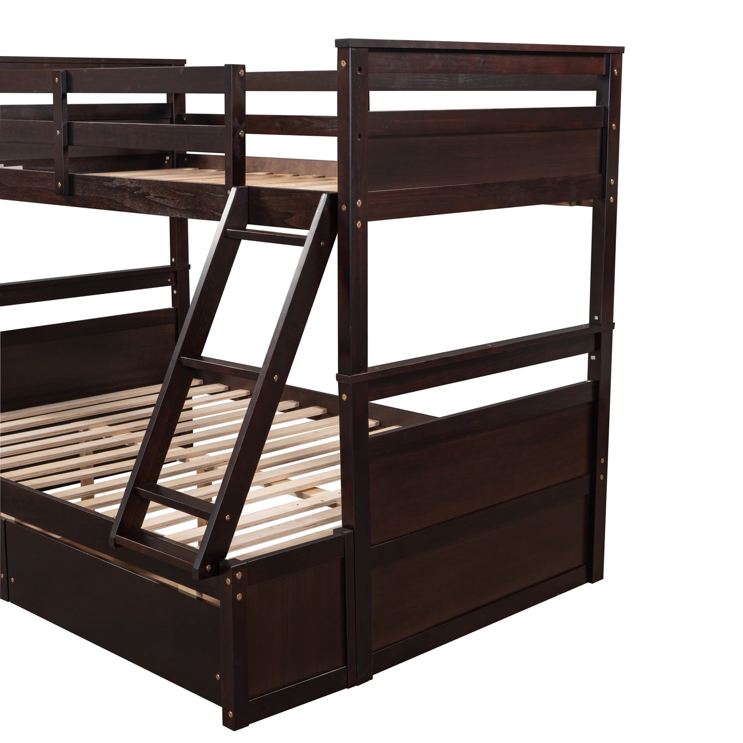 Twin over Full Bunk Bed with Storage - Espresso(OLD SKU :LP000022AAP)