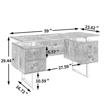 Home Office Computer Desk with 4 drawers