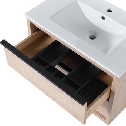 30" Bathroom Vanity with 2/3 Soft Close drawers,  White Ceramic Basin