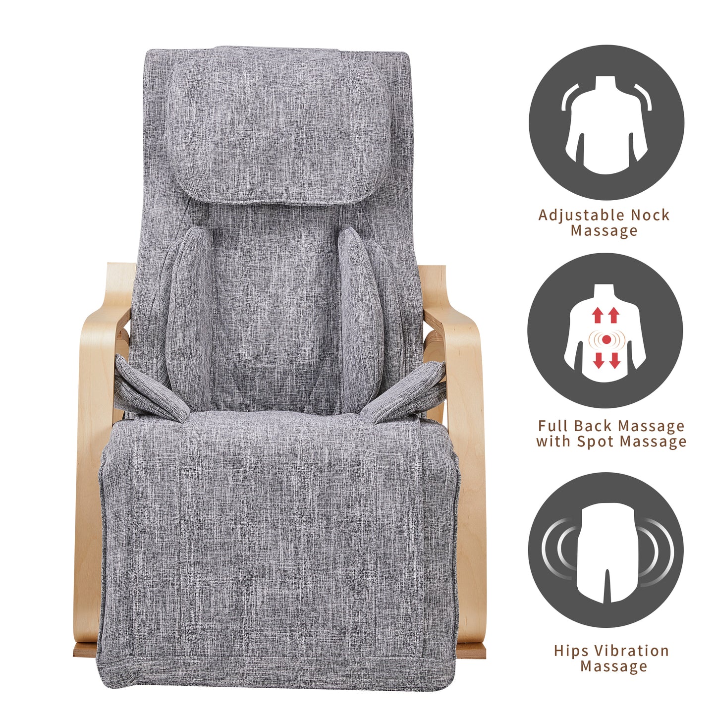 Full massage function-Air pressure-Comfortable Relax Rocking Chair, Lounge Chair Relax Chair with Cotton Fabric Cushion ， White and gray