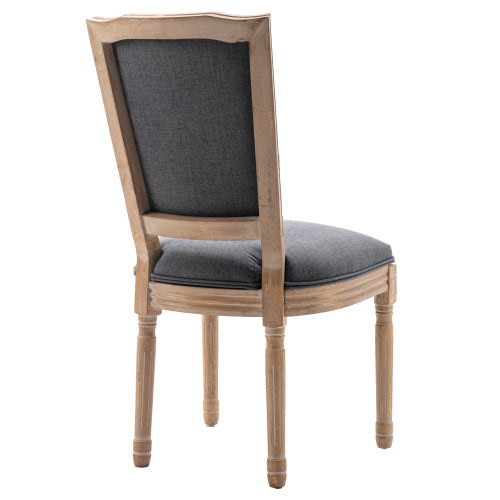 HengMing Upholstered Fabrice French Dining Chair,Set of 2,Dark Gray