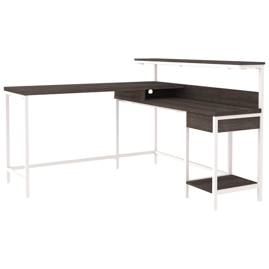 Ashley Two-Tone Dorrinson Home Office L-Desk with Storage H287-24