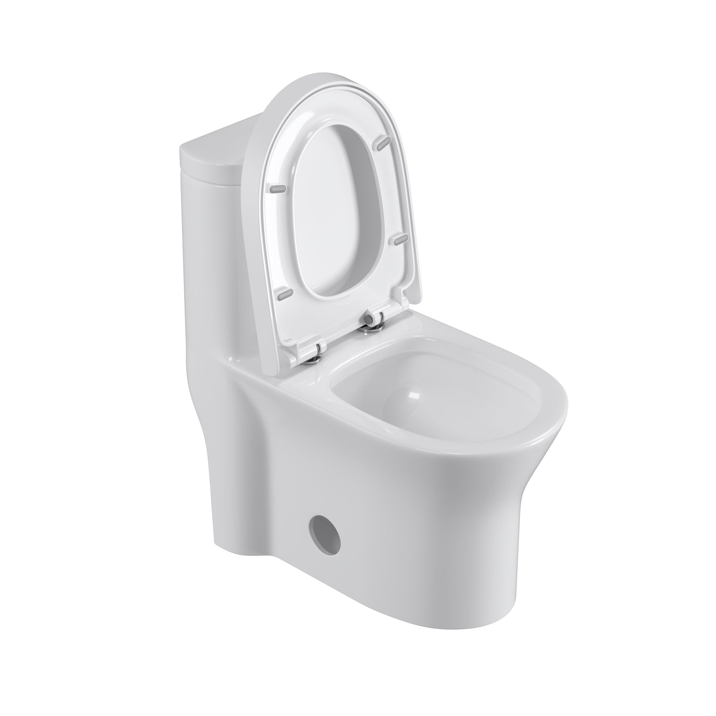 Dual Flush Elongated Standard One Piece Toilet with Comfortable Seat Height, Soft Close Seat Cover, High-Efficiency Supply, and White Finish Toilet Bowl (White Toilet)