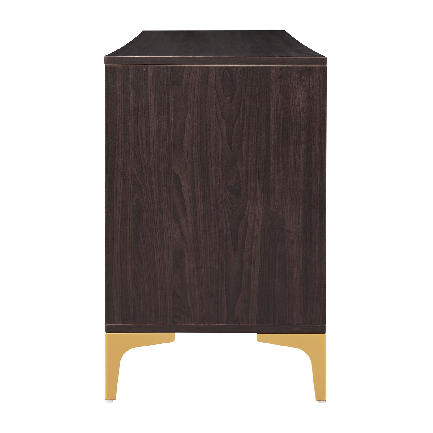 TREXM 58” L Sideboard with Gold Metal Legs and Handles Sufficient Storage Space Magnetic Suction Doors (Espresso)