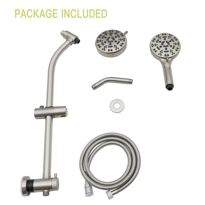 Multi Function Dual Shower Head - Shower System with 4.7" Rain Showerhead, 8-Function Hand Shower, Adjustable Slide Bar,Brushed Nickel