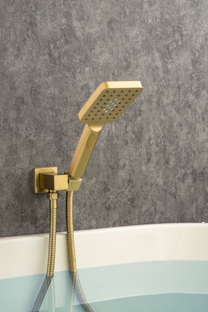 Waterfall Tub Faucet Wall Mount Roman Tub Filler Chrome Single Handle Brass Bathroom Bathtub Faucet with Hand Shower