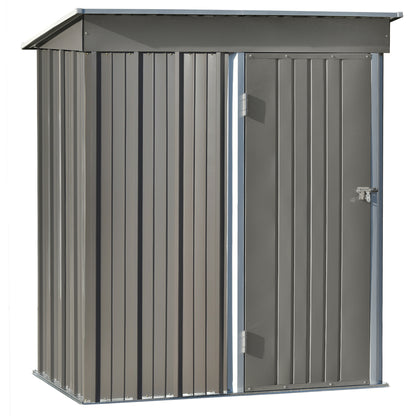 TOPMAX Patio 5ft Wx3ft. L Garden Shed, Metal Lean-to Storage Shed with Lockable Door, Tool Cabinet for Backyard, Lawn, Garden, Gray