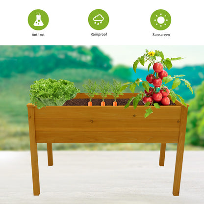 Outdoor Raised Garden Bed, Wood Planter Box for Vegetable Flower, Elevated Reinforced Large Garden Planters Boxes for Backyard Patio Gardening Balcony (48.5”L, Natural Wood)