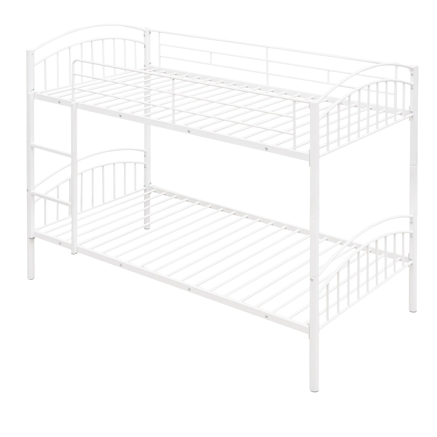 Twin Over Twin Metal Bunk Bed,Divided into Two Beds(White)（OLD SKU:MF280424AAK）