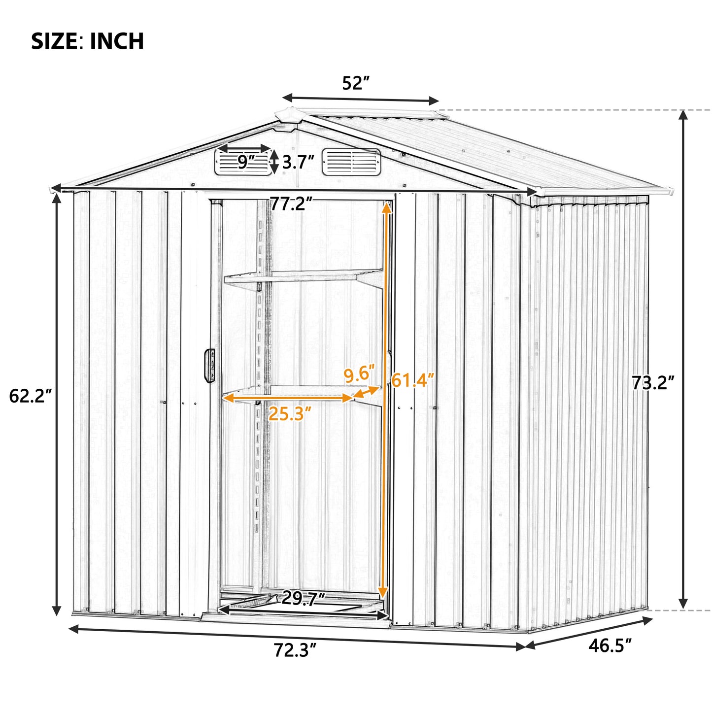 TOPMAX Patio 6ft x4ft Bike Shed Garden Shed, Metal Storage Shed with Adjustable Shelf and Lockable Door, Tool Cabinet with Vents and Foundation for Backyard, Lawn, Garden, Gray