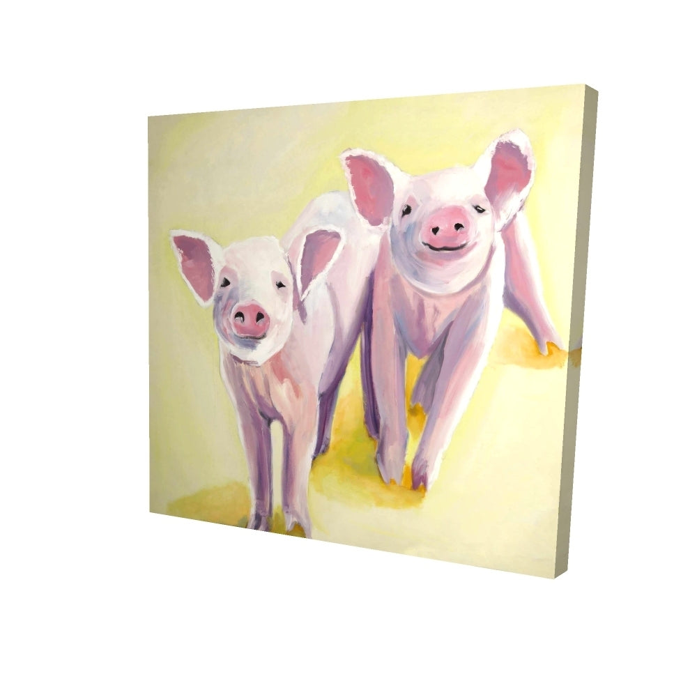 Two smiling pigs - 08x08 Print on canvas