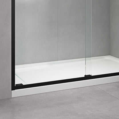 60 in. W x 76 in. HSliding Framed Shower Door in Black Finish with Clear Glass