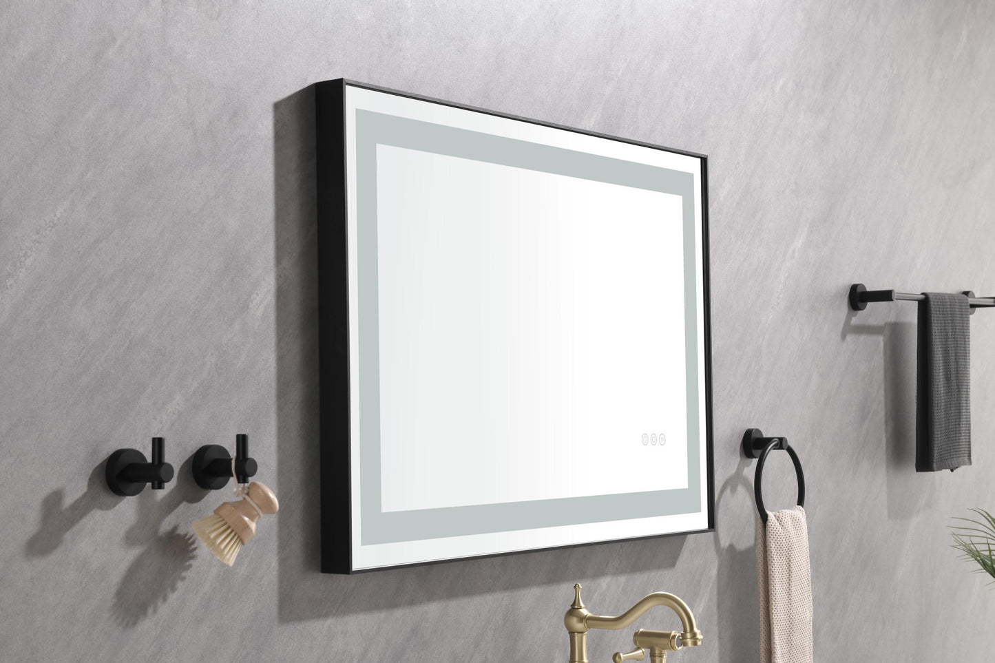 36*24 LED Lighted Bathroom Wall Mounted Mirror with High Lumen+Anti-Fog Separately Control