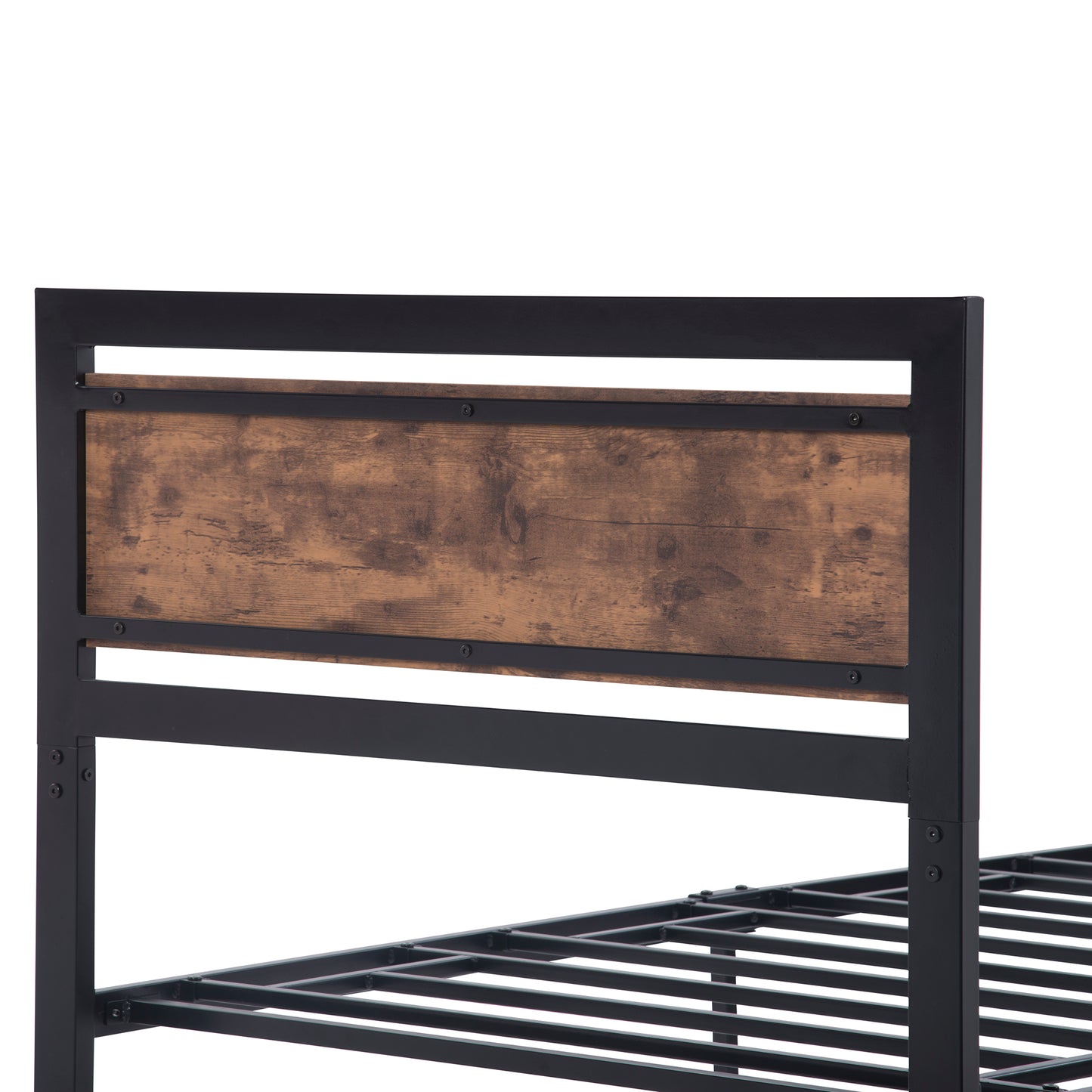 Metal and Wood Bed Frame with Headboard and Footboard ,Twin Size Platform Bed ,No Box Spring Needed, Easy to Assemble(BLACK)