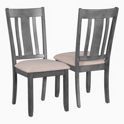 TREXM Industrial Style Wooden Dining Chairs with Ergonomic Design, Set of 2 (Gray)