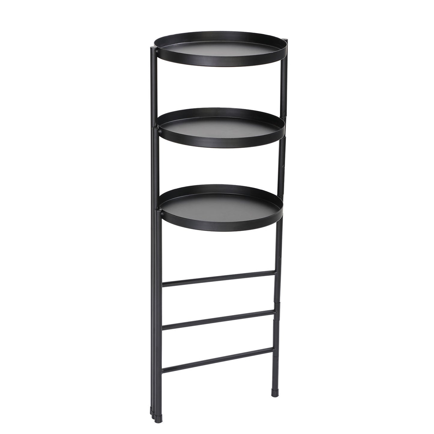 3 Tier Foldable Metal Plant Stand with Trays for Living Room, Bedroom, Balcony, Hallway, Black