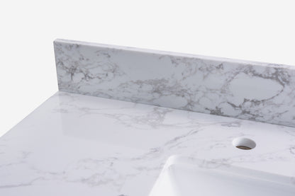 Montary 31" carrara white engineered stone vanity top backsplash