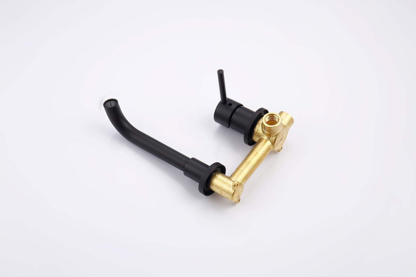 Wall Mount Faucet for Bathroom Sink or Bathtub, Single Handle 2 Holes Brass Rough-in Valve Included, Matte Black