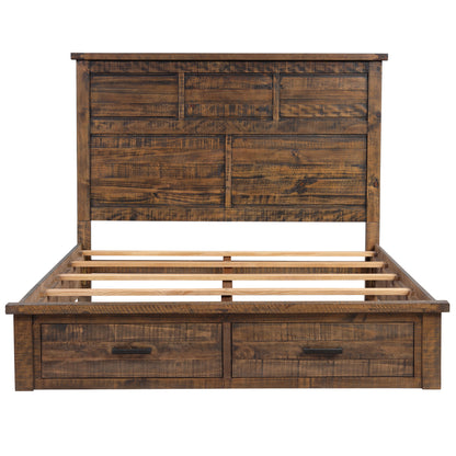 Rustic Reclaimed Solid Wood Framhouse Storage Queen Bed