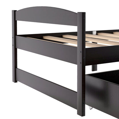 Twin size platform bed, with two drawers, espresso（New）