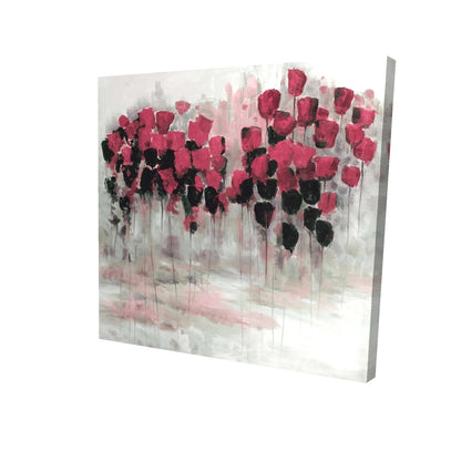 Pink black flowers field - 32x32 Print on canvas