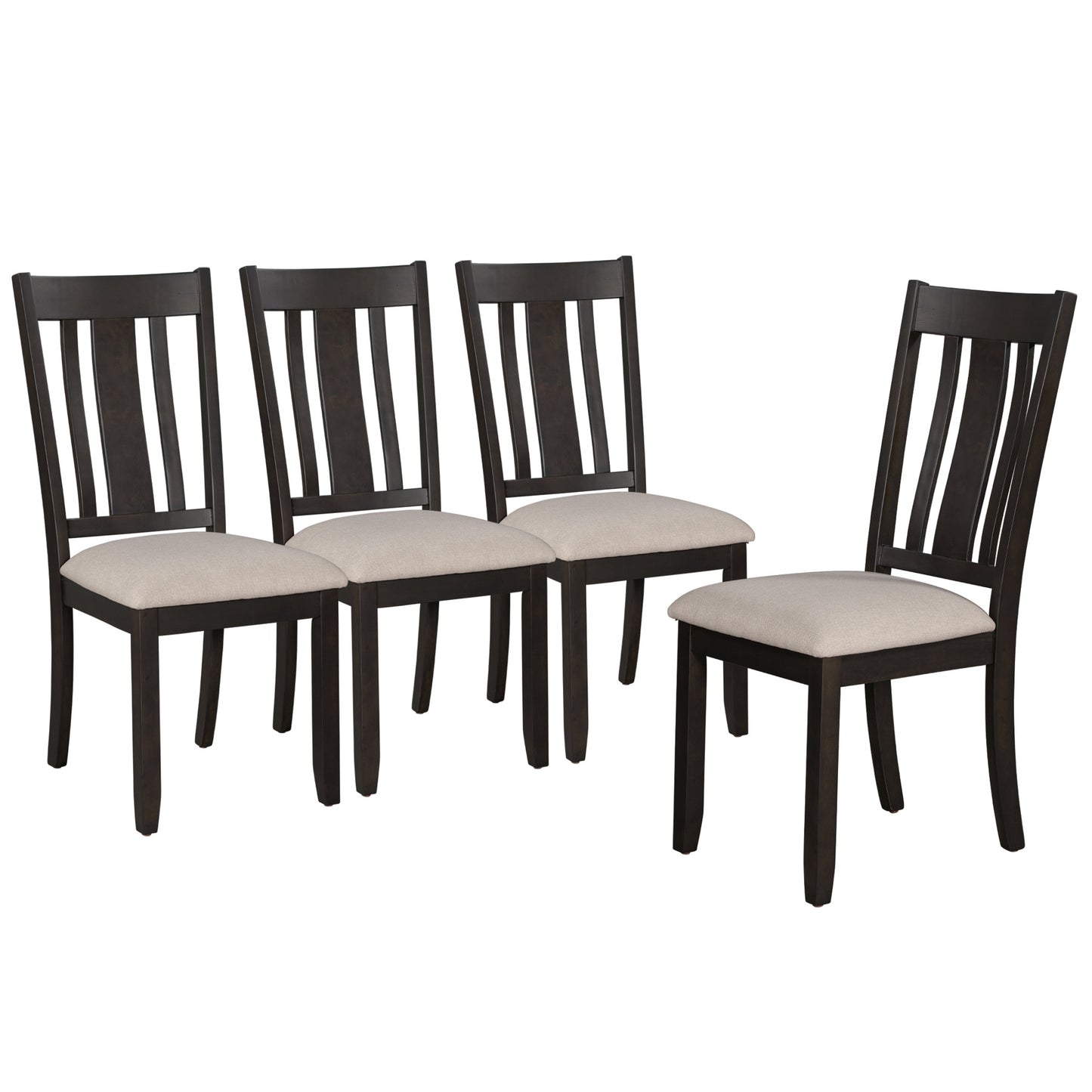 TREXM Industrial Style Wooden Dining Chairs with Ergonomic Design, Set of 4 (Espresso)