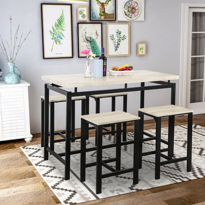 U_STYLE Dining Set, Bar Set, Dining Table with 4 Chairs,5 Piece, with Counter and Pub Height