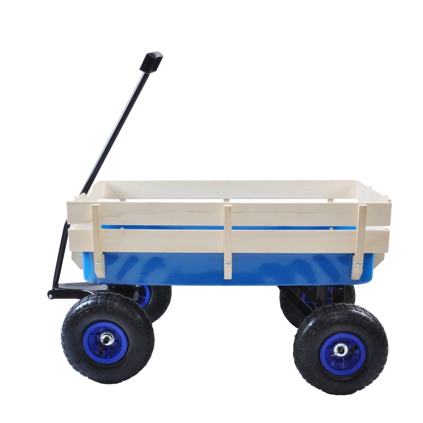 Outdoor Wagon All Terrain Pulling w/Wood Railing Air Tires Children Kid Garden