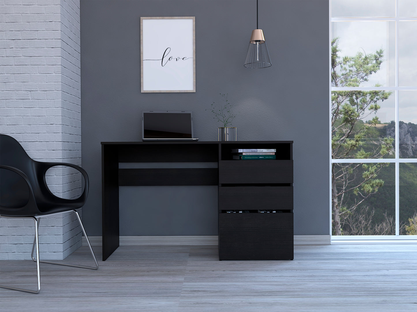 Waterbury 3-Drawer 1-Shelf Computer Desk Black Wengue