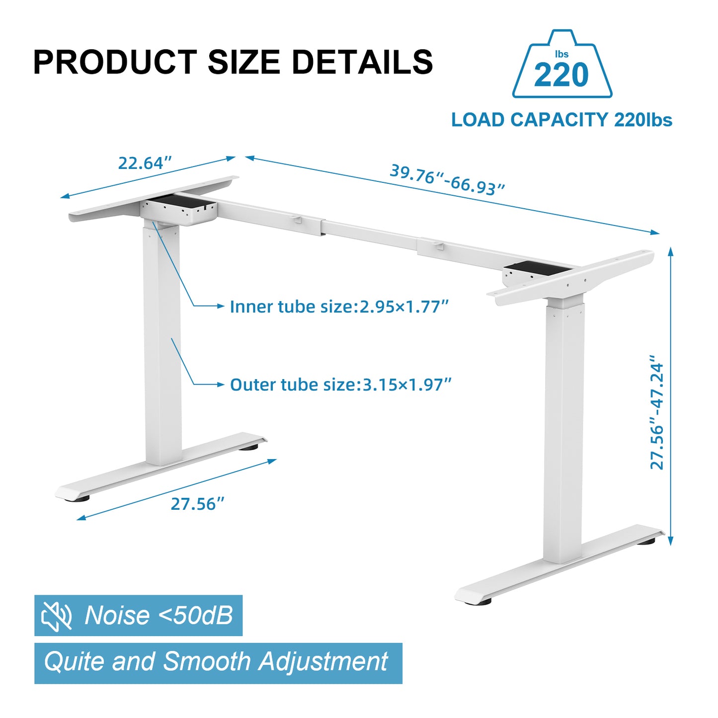 "Electric Standing Desk  with Dual Motor Height Adjustable Sit Stand Desk Computer Workstation with USB Charge
"	
，White