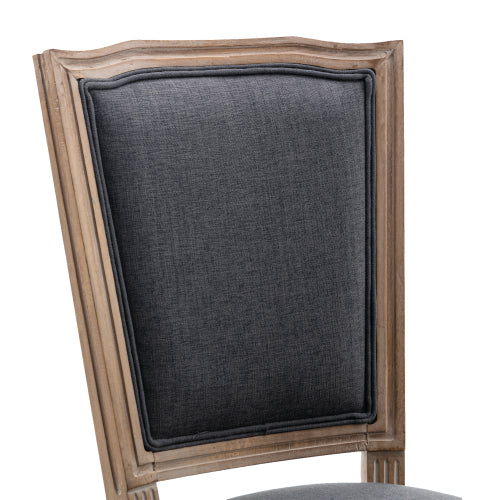 HengMing Upholstered Fabrice French Dining Chair,Set of 2,Dark Gray