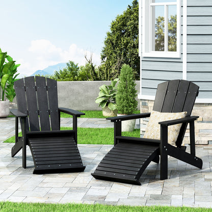 Outdoor Solid Black Classic Solid Wood Adirondack Lounge Chair (Set of 1)