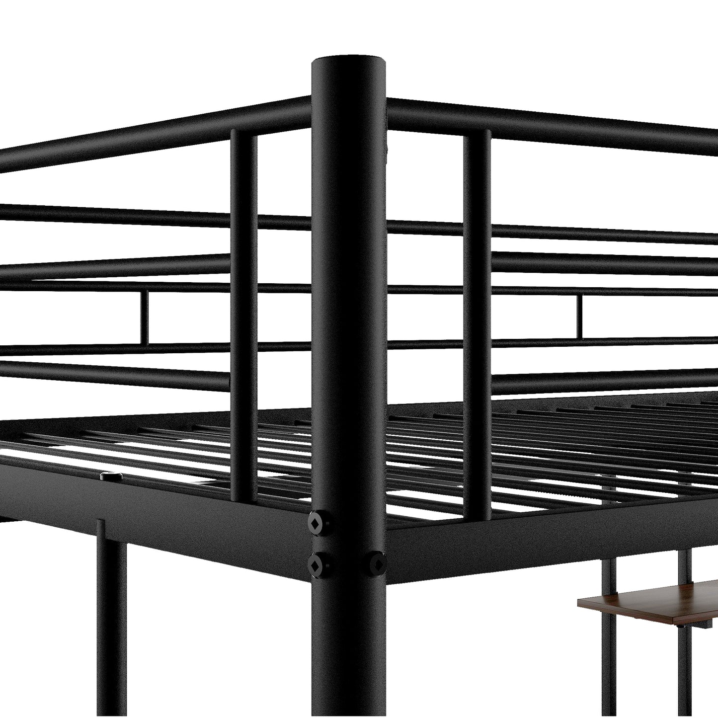 Loft Bed with Desk and Shelf , Space Saving Design,Full,Black（OLD SKU:MF199506AAB）