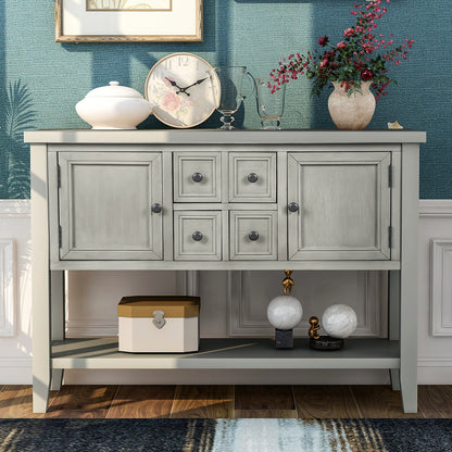 TREXM  Cambridge Series Buffet Sideboard Console Table with Bottom Shelf (Antique Gray)