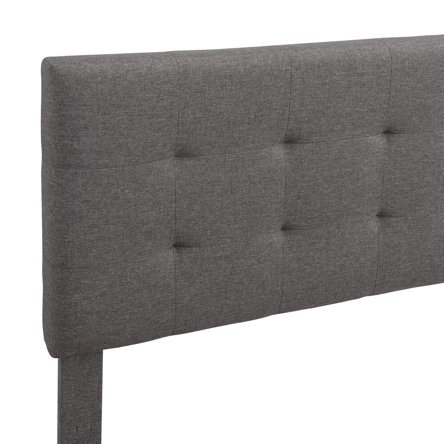 Upholstered Platform Bed with Tufted Headboard, Box Spring Needed, Gray Linen Fabric, Queen Size