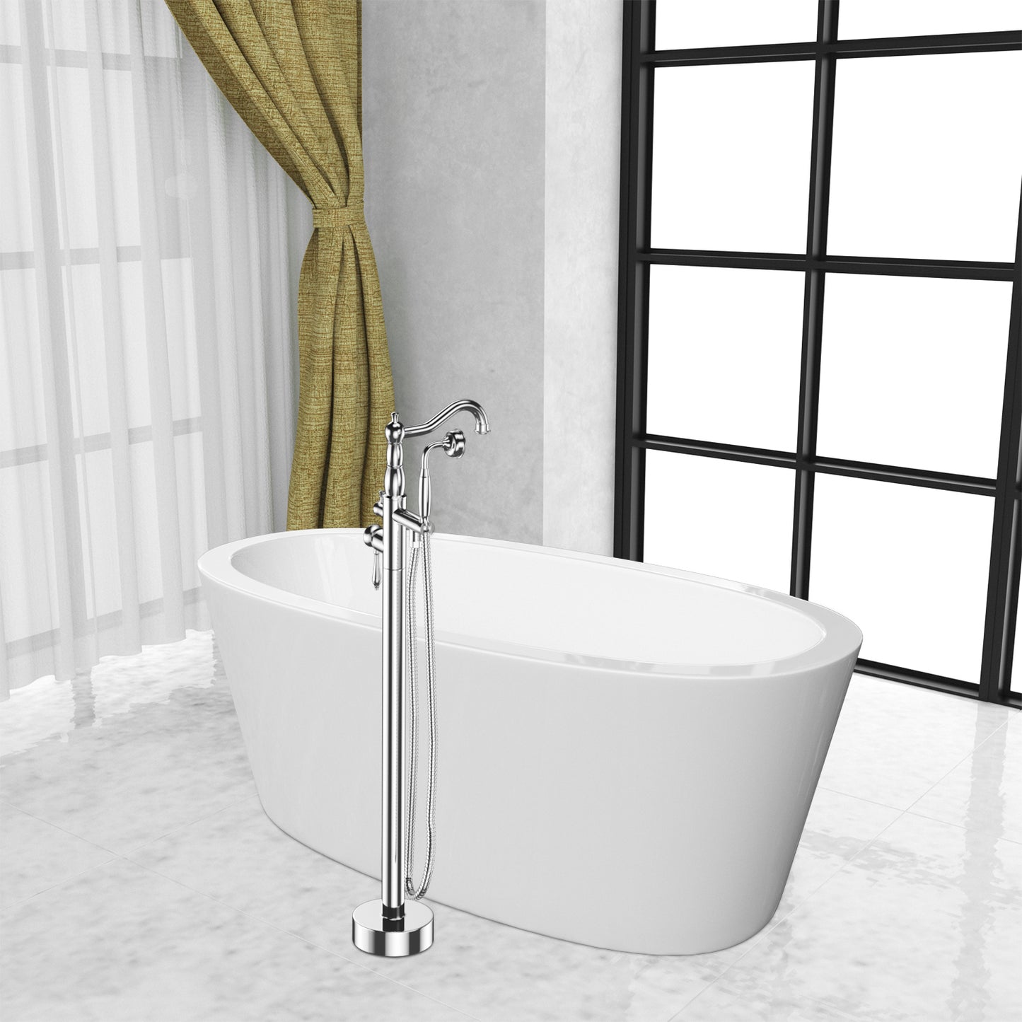 Contemporary Design Acrylic Flatbottom  Bathtub in White