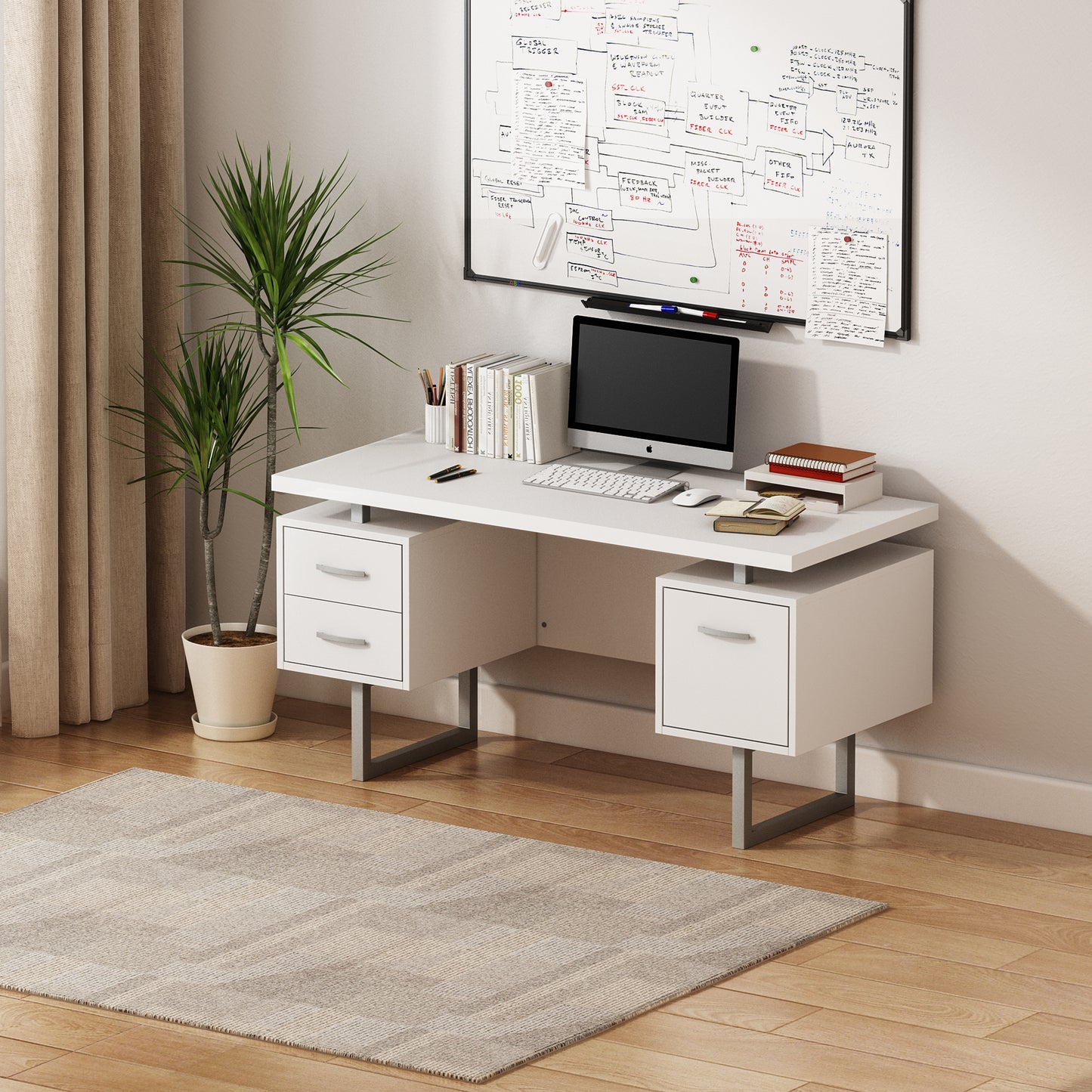 60" White Study Writing Home Office Desk